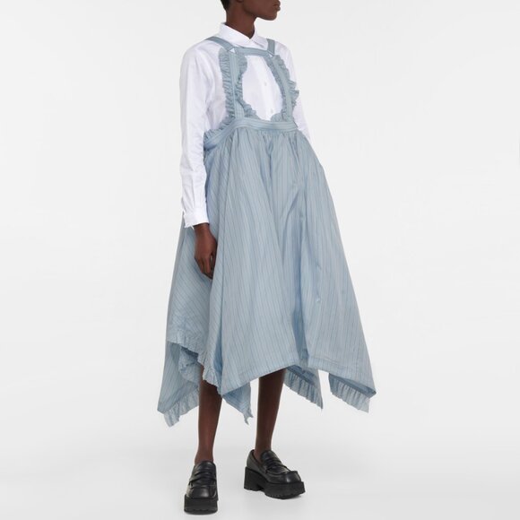 NWT Noir Kei Ninomiya Blue stripes pinafore dress, Size Large - Picture 1 of 13